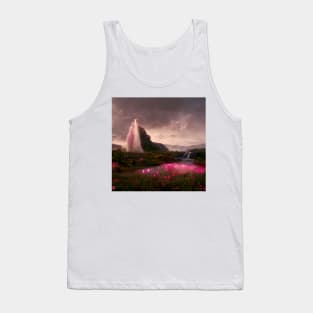 Japanese Pink Flower Field Tank Top